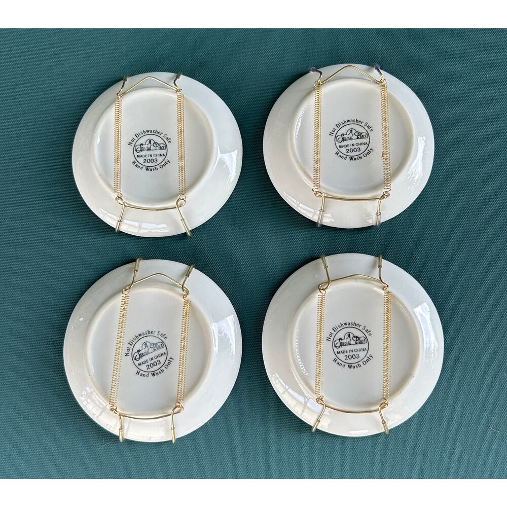 Victorian Masterwork Paintings on VTG SET of 4 Porcelain Collector Plates 4 Inch - Picture 2 of 7
